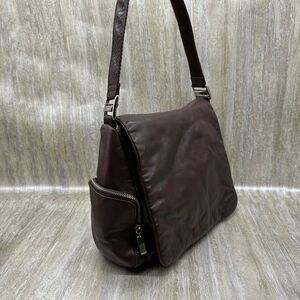 Vintage 2YK‎  DKNY Brown Soft Leather  Crossbody Bag Messenger Flap Organizer